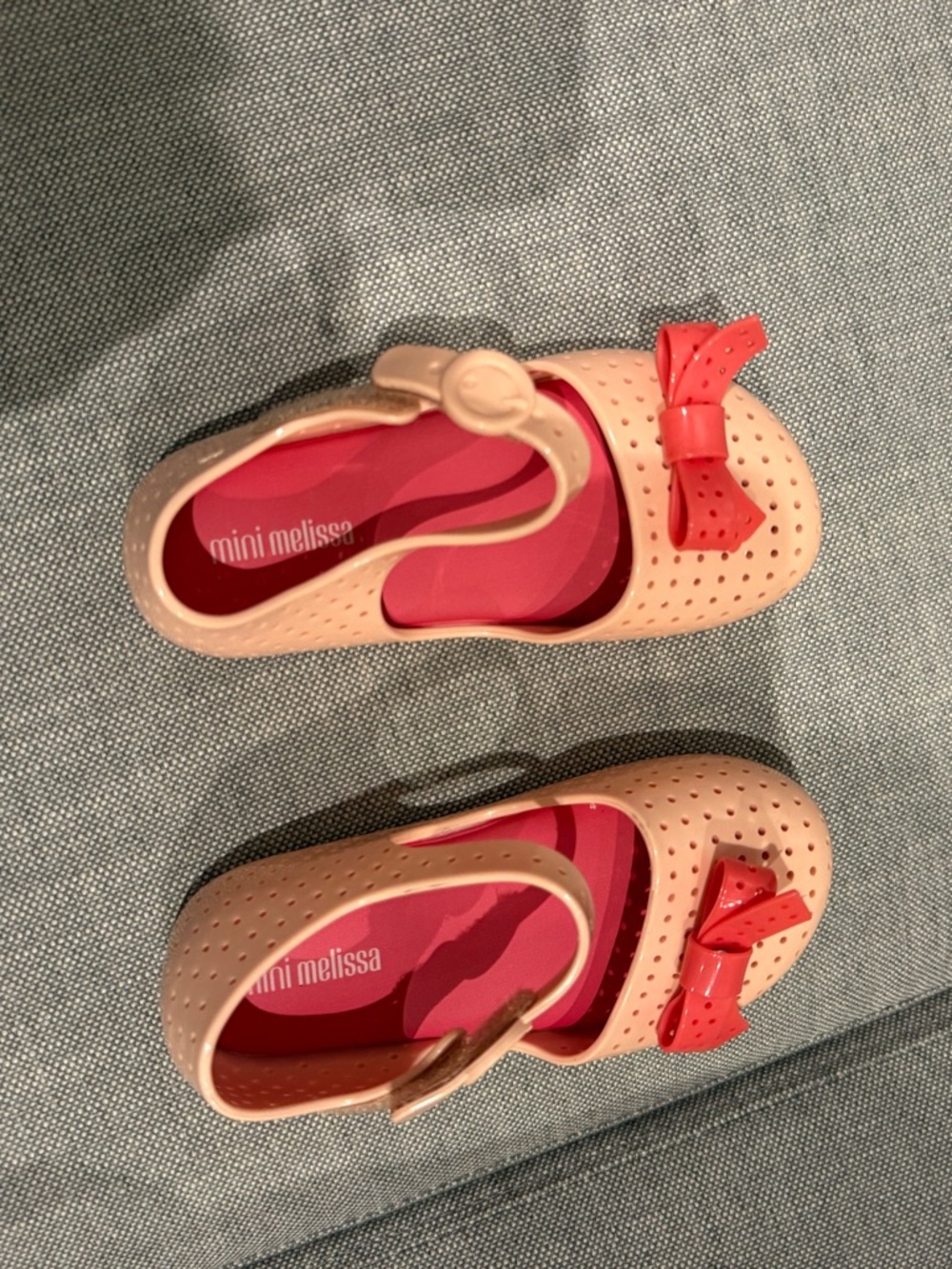 Mini Melissa Pink and Coral Bow Jelly Mary Janes